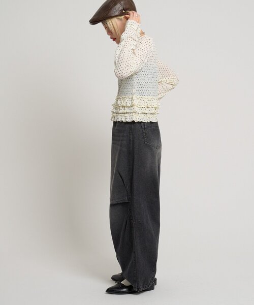 w closet(ダブルクローゼット)の「ドットレースフリルカーディガン(Tシャツ/カットソー・レディース・ピンク/ブラック/アイボリー・FREE)」の10枚目の写真