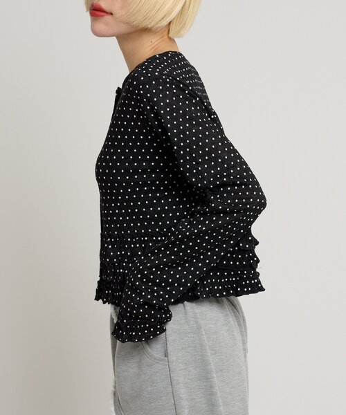 w closet(ダブルクローゼット)の「ドットレースフリルカーディガン(Tシャツ/カットソー・レディース・ピンク/ブラック/アイボリー・FREE)」の13枚目の写真