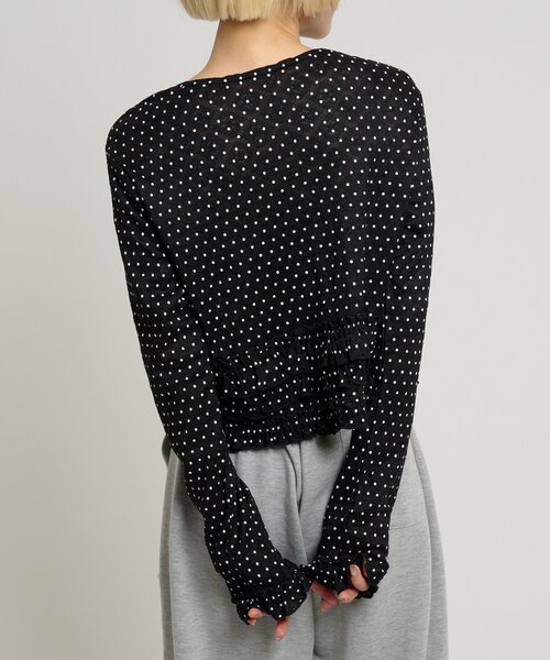 w closet(ダブルクローゼット)の「ドットレースフリルカーディガン(Tシャツ/カットソー・レディース・ピンク/ブラック/アイボリー・FREE)」の14枚目の写真