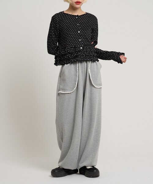 w closet(ダブルクローゼット)の「ドットレースフリルカーディガン(Tシャツ/カットソー・レディース・ピンク/ブラック/アイボリー・FREE)」の17枚目の写真