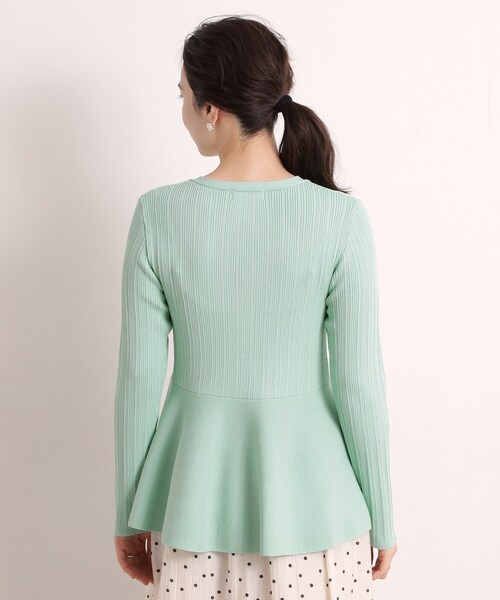 ITS'DEMO(イッツデモ)の「【手洗い可】前開きペプラムニット(ニット/セーター・レディース・アイボリー/グリーン系/ブラック・00)」の18枚目の写真