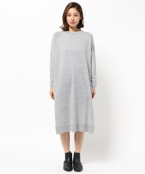 VENCEEXCHANGE（ヴァンスエクスチェンジ）の「サイドスリットワンピース       （Tシャツ/カットソー・レディース・ベージュ/グレー・MEDIUM）」の4枚目の写真