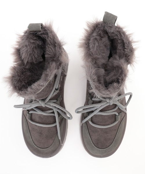 Lace Ladies(レースレディース)の「レースアップ ムートン調 厚底 ショート ブーツ(ブーツ・レディース・ベージュ/グレー・23cm/23.5cm/24cm/24.5cm/25cm/22.5cm)」の18枚目の写真