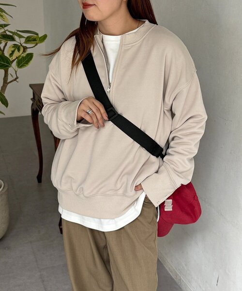 CPCM（シーピーシーエム）の「インナーセットジップスウェット（Tシャツ/カットソー・レディース・チャコールグレー/ブルー/ライトグレー/グレイッシュベージュ・FREE）」の3枚目の写真