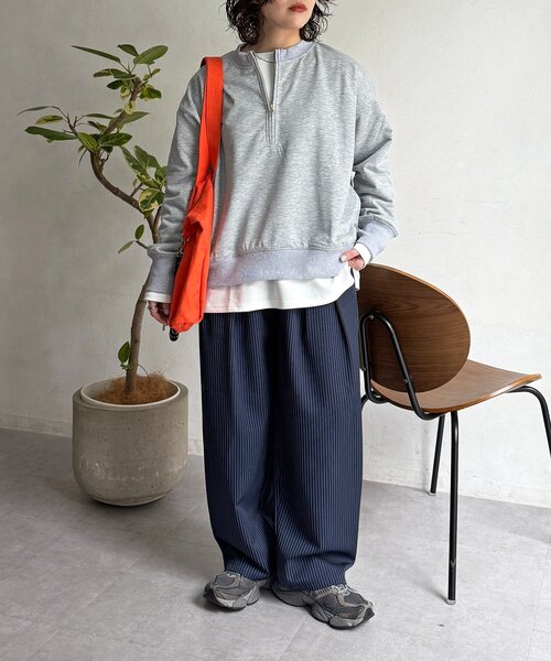 CPCM（シーピーシーエム）の「インナーセットジップスウェット（Tシャツ/カットソー・レディース・チャコールグレー/ブルー/ライトグレー/グレイッシュベージュ・FREE）」の8枚目の写真