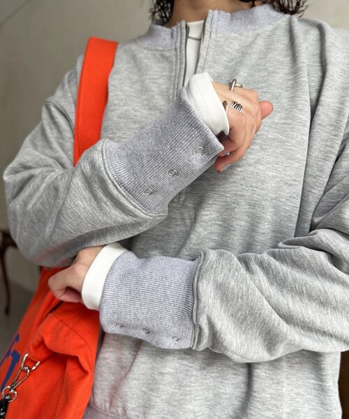 CPCM（シーピーシーエム）の「インナーセットジップスウェット（Tシャツ/カットソー・レディース・チャコールグレー/ブルー/ライトグレー/グレイッシュベージュ・FREE）」の9枚目の写真