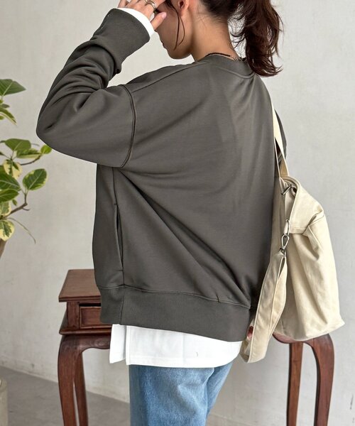 CPCM（シーピーシーエム）の「インナーセットジップスウェット（Tシャツ/カットソー・レディース・チャコールグレー/ブルー/ライトグレー/グレイッシュベージュ・FREE）」の15枚目の写真