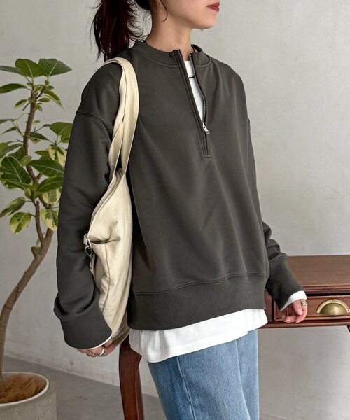 CPCM（シーピーシーエム）の「インナーセットジップスウェット（Tシャツ/カットソー・レディース・チャコールグレー/ブルー/ライトグレー/グレイッシュベージュ・FREE）」の17枚目の写真