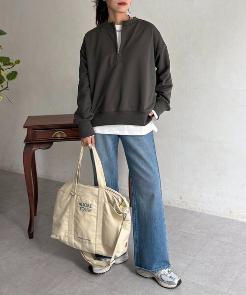 CPCM（シーピーシーエム）の「インナーセットジップスウェット（Tシャツ/カットソー・レディース・チャコールグレー/ブルー/ライトグレー/グレイッシュベージュ・FREE）」の18枚目の写真