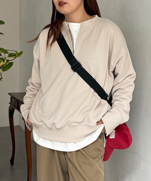 CPCM（シーピーシーエム）の「インナーセットジップスウェット（Tシャツ/カットソー・レディース・チャコールグレー/ブルー/ライトグレー/グレイッシュベージュ・FREE）」の19枚目の写真