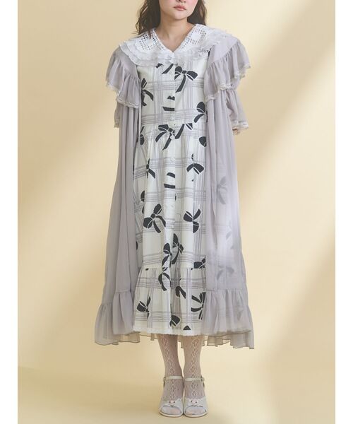 merry jenny（メリージェニー）の「シアーロングガウン（ワンピース・レディース・ミント/グレー/アイボリー・FREE）」の3枚目の写真