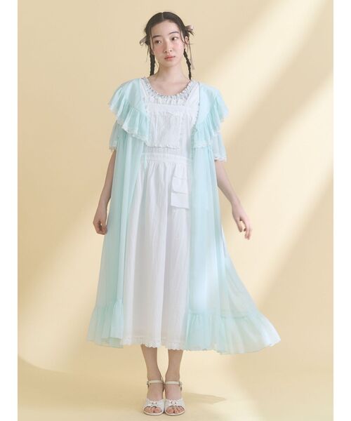 merry jenny（メリージェニー）の「シアーロングガウン（ワンピース・レディース・ミント/グレー/アイボリー・FREE）」の6枚目の写真