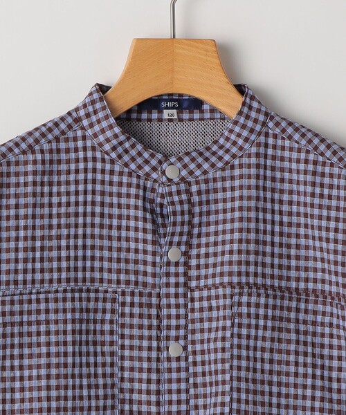 SHIPS（シップス）の「SHIPS KIDS:140～160cm /〈UVカット/吸水速乾〉ドライタッチ バンドカラー シャツ（シャツ/ブラウス・キッズ・ブラウン系/ブルー系その他・160/150/140）」の4枚目の写真