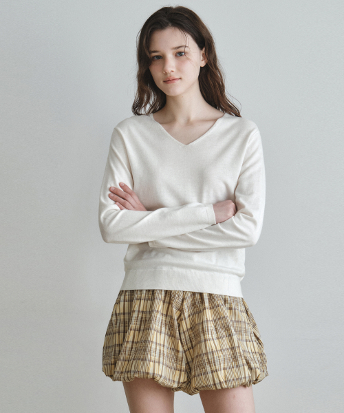 WEDNESDAYOASISFORWOMEN（ウェンズデー オアシス フォー ウーマン）の「ソフトリネンVネックニット_IVORY(WC26KN13)（ニット/セーター・レディース・アイボリー・OS）」の3枚目の写真