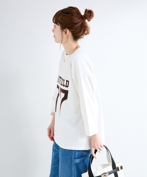 B.C STOCK(ベーセーストック)の「athletic wear MASON / アスレティックウェア メイソン 別注 ロゴ L/S TEE(Tシャツ/カットソー・レディース・ホワイト/ブラック・FREE)」の9枚目の写真