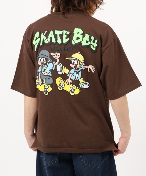 NEW JACK(ニュージャック)の「NEW JACK前身刺繍半袖プリントTシャツ(Tシャツ/カットソー・メンズ・ブラック系2/ブラック系1/ブラウン系2/ホワイト系1/ブラック/ブラウン/ホワイト/ホワイト系2/ブラウン系1・L/M)」の7枚目の写真