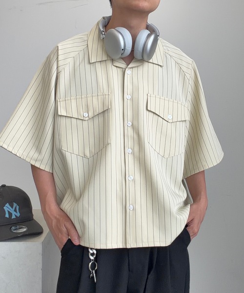 MandO(エムオー)(エムオー)の「オープンカラーストライプシャツ(シャツ/ブラウス・メンズ・ホワイト系その他/アイボリー/ブラック系その他・MEDIUM/LARGE)」の10枚目の写真