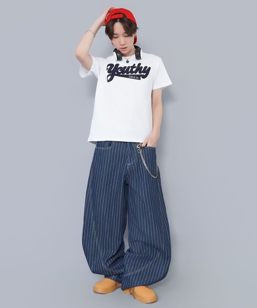 SPINNS(スピンズ)の「サガラ刺繍ロゴ半袖Tシャツ/ストリートロゴ(Tシャツ/カットソー・メンズ・ホワイト/ブラック/ネイビー/ウッドランド・ONESIZE)」の11枚目の写真