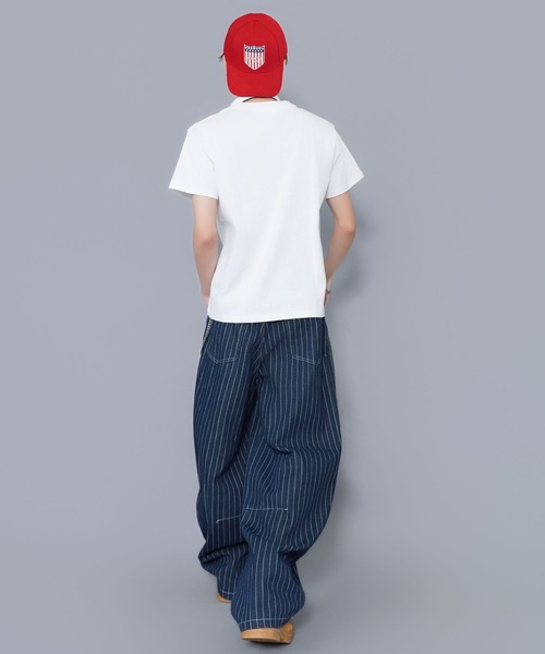 SPINNS(スピンズ)の「サガラ刺繍ロゴ半袖Tシャツ/ストリートロゴ(Tシャツ/カットソー・メンズ・ホワイト/ブラック/ネイビー/ウッドランド・ONESIZE)」の13枚目の写真