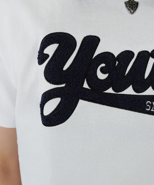 SPINNS(スピンズ)の「サガラ刺繍ロゴ半袖Tシャツ/ストリートロゴ(Tシャツ/カットソー・メンズ・ホワイト/ブラック/ネイビー/ウッドランド・ONESIZE)」の5枚目の写真