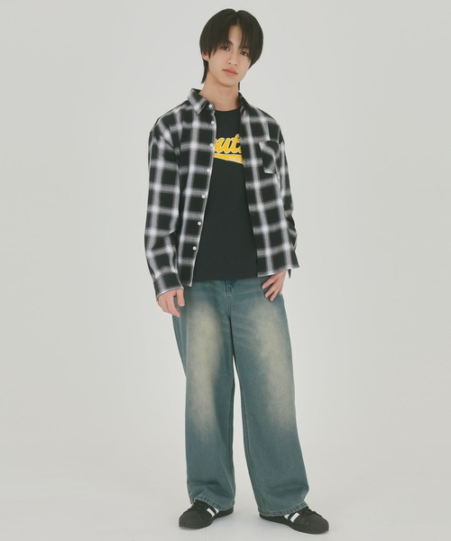 SPINNS(スピンズ)の「サガラ刺繍ロゴ半袖Tシャツ/ストリートロゴ(Tシャツ/カットソー・メンズ・ホワイト/ブラック/ネイビー/ウッドランド・ONESIZE)」の16枚目の写真
