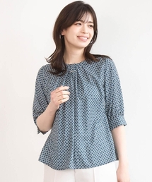 2WAYチャーム付き格子柄ブラウス/洗濯機で洗える/WEB限定サイズあり/セットアップ可
