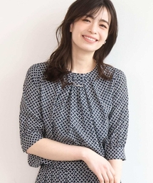 2WAYチャーム付き格子柄ブラウス/洗濯機で洗える/WEB限定サイズあり/セットアップ可