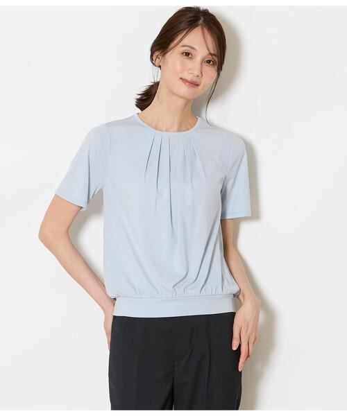 NEWYORKER（ニューヨーカー）の「【接触冷感】強撚スムース フロントタック プルオーバー（Tシャツ/カットソー・レディース・ライトグレー/サックスブルー/ホワイト・L/M）」の3枚目の写真