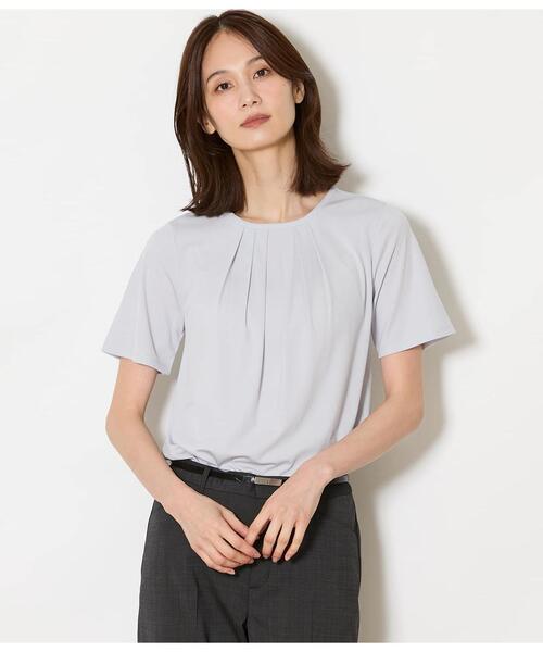 NEWYORKER（ニューヨーカー）の「【接触冷感】強撚スムース フロントタック プルオーバー（Tシャツ/カットソー・レディース・ライトグレー/サックスブルー/ホワイト・L/M）」の2枚目の写真
