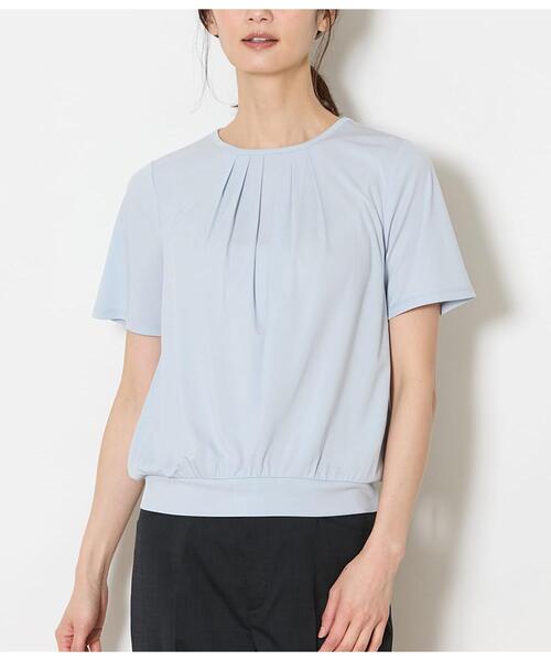 NEWYORKER（ニューヨーカー）の「【接触冷感】強撚スムース フロントタック プルオーバー（Tシャツ/カットソー・レディース・ライトグレー/サックスブルー/ホワイト・L/M）」の4枚目の写真