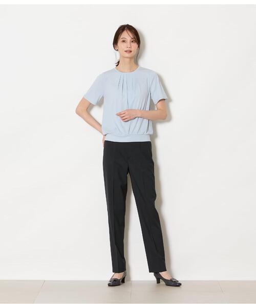 NEWYORKER（ニューヨーカー）の「【接触冷感】強撚スムース フロントタック プルオーバー（Tシャツ/カットソー・レディース・ライトグレー/サックスブルー/ホワイト・L/M）」の7枚目の写真