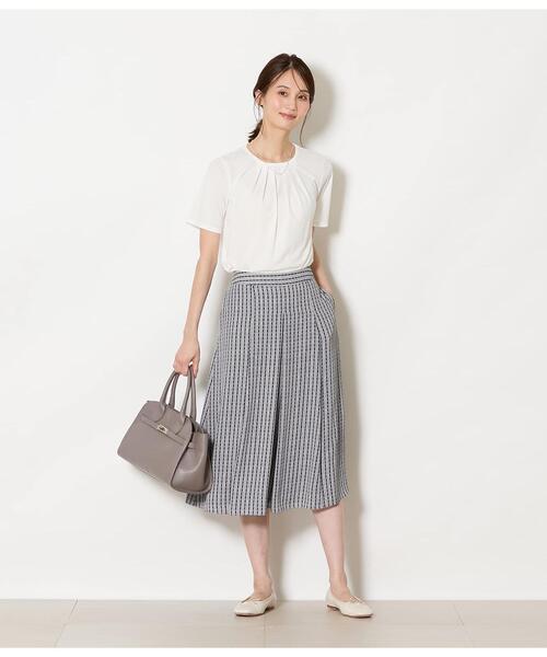 NEWYORKER（ニューヨーカー）の「【接触冷感】強撚スムース フロントタック プルオーバー（Tシャツ/カットソー・レディース・ライトグレー/サックスブルー/ホワイト・L/M）」の11枚目の写真