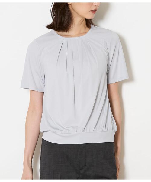 NEWYORKER（ニューヨーカー）の「【接触冷感】強撚スムース フロントタック プルオーバー（Tシャツ/カットソー・レディース・ライトグレー/サックスブルー/ホワイト・L/M）」の13枚目の写真