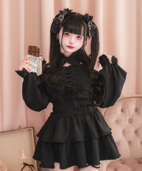 nyanMe(ニャンミー)の「らぶりーぶらうす(シャツ/ブラウス・レディース・ブラック/ピンク・FREE)」の5枚目の写真