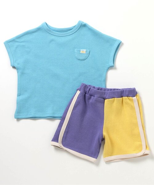 BREEZE（ブリーズ）の「カラバリワッフル半袖パジャマ（ルームウェア/パジャマ・キッズ・イエロー/ピンク/エメラルド/ブルー・80/90/100/110/120/130/140/150）」の8枚目の写真