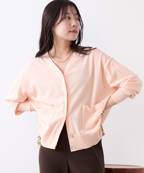 MICA&DEAL(マイカ&ディール)の「Vネックハイツイストセミシアーカーディガン(カーディガン/ボレロ・レディース・モカ/サックスブルー/ダークネイビー/ピンク・FREE)」の1枚目の写真