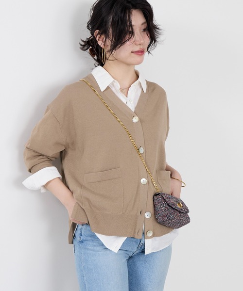 MICA&DEAL(マイカ&ディール)の「Vネックハイツイストセミシアーカーディガン(カーディガン/ボレロ・レディース・モカ/サックスブルー/ダークネイビー/ピンク・FREE)」の2枚目の写真