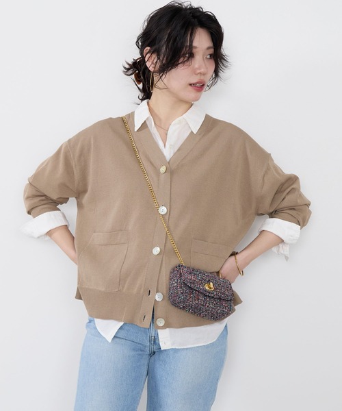 MICA&DEAL(マイカ&ディール)の「Vネックハイツイストセミシアーカーディガン(カーディガン/ボレロ・レディース・モカ/サックスブルー/ダークネイビー/ピンク・FREE)」の12枚目の写真