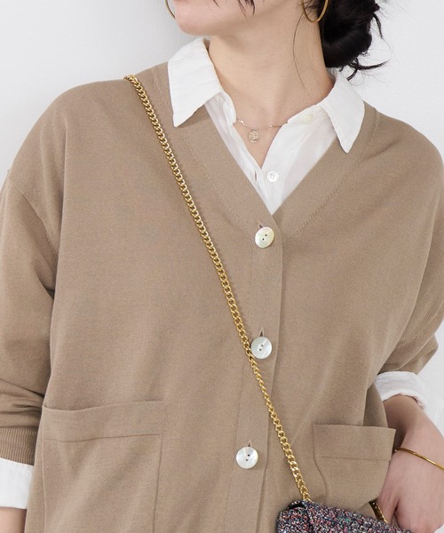 MICA&DEAL(マイカ&ディール)の「Vネックハイツイストセミシアーカーディガン(カーディガン/ボレロ・レディース・モカ/サックスブルー/ダークネイビー/ピンク・FREE)」の10枚目の写真