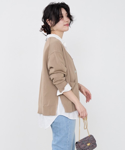 MICA&DEAL(マイカ&ディール)の「Vネックハイツイストセミシアーカーディガン(カーディガン/ボレロ・レディース・モカ/サックスブルー/ダークネイビー/ピンク・FREE)」の8枚目の写真