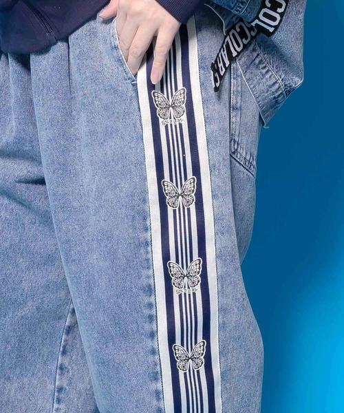 ScoLar（スカラー）の「161672：蝶ラインテープ付きデニムパンツ（デニムパンツ・レディース・ブラック/ブルー・M）」の8枚目の写真