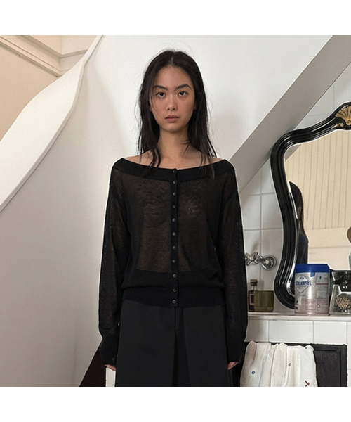 DIAGONAL(ダイアゴナル)の「SOFT OFF SHOULDER CARDIGAN (black)(カーディガン/ボレロ・レディース・その他・FREE)」の1枚目の写真