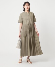 green label relaxing（グリーンレーベルリラクシング）の「［size SHORT/TALLあり］ワッシャー プリーツ ショートスリーブ ワンピース（ワンピース）」