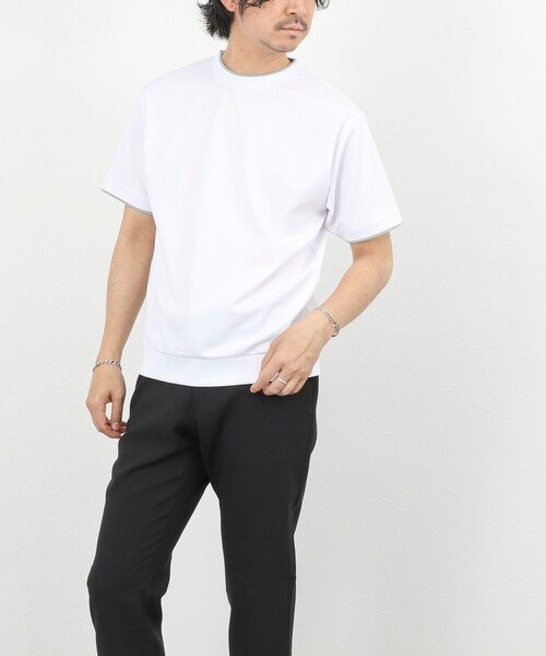 NOLLEY’S（ノーリーズ）の「超長綿ハイゲージポンチ フェイクレイヤードTシャツ 26SS（Tシャツ/カットソー・メンズ・ライトグレー/ホワイト/ミント・S/M/XL/L）」の5枚目の写真