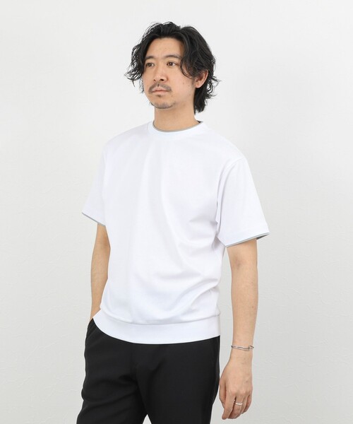 NOLLEY’S（ノーリーズ）の「超長綿ハイゲージポンチ フェイクレイヤードTシャツ 26SS（Tシャツ/カットソー・メンズ・ライトグレー/ホワイト/ミント・S/M/XL/L）」の6枚目の写真