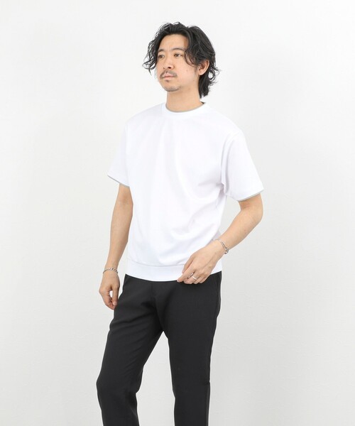 NOLLEY’S（ノーリーズ）の「超長綿ハイゲージポンチ フェイクレイヤードTシャツ 26SS（Tシャツ/カットソー・メンズ・ライトグレー/ホワイト/ミント・S/M/XL/L）」の10枚目の写真