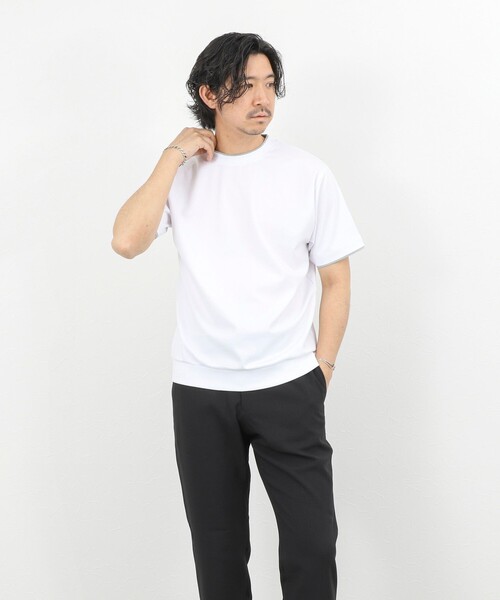 NOLLEY’S（ノーリーズ）の「超長綿ハイゲージポンチ フェイクレイヤードTシャツ 26SS（Tシャツ/カットソー・メンズ・ライトグレー/ホワイト/ミント・S/M/XL/L）」の11枚目の写真