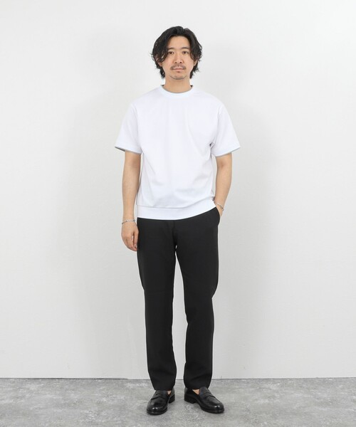 NOLLEY’S（ノーリーズ）の「超長綿ハイゲージポンチ フェイクレイヤードTシャツ 26SS（Tシャツ/カットソー・メンズ・ライトグレー/ホワイト/ミント・S/M/XL/L）」の12枚目の写真