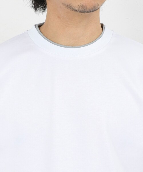NOLLEY’S（ノーリーズ）の「超長綿ハイゲージポンチ フェイクレイヤードTシャツ 26SS（Tシャツ/カットソー・メンズ・ライトグレー/ホワイト/ミント・S/M/XL/L）」の18枚目の写真