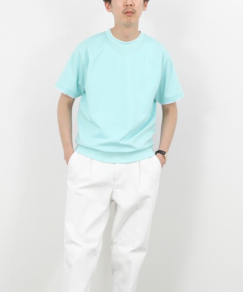 NOLLEY’S（ノーリーズ）の「超長綿ハイゲージポンチ フェイクレイヤードTシャツ 26SS（Tシャツ/カットソー・メンズ・ライトグレー/ホワイト/ミント・S/M/XL/L）」の22枚目の写真